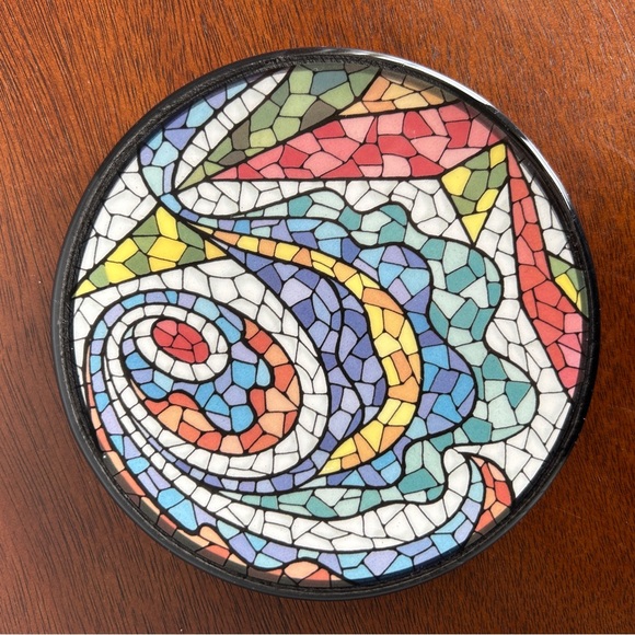 Two Handpainted Mosaic Decorative Wall Plates - Picture 6 of 11